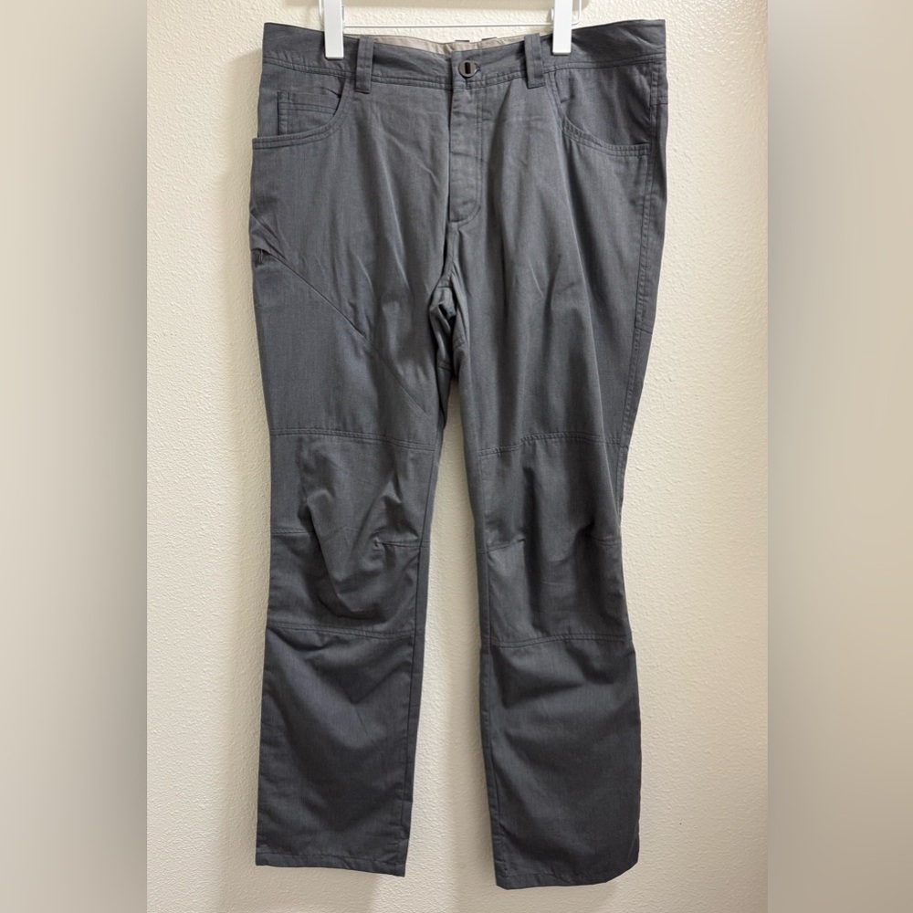 Nau Motil Utility Pants Stretch Knee Dart Reflective Hem Pockets Gray Mens 36